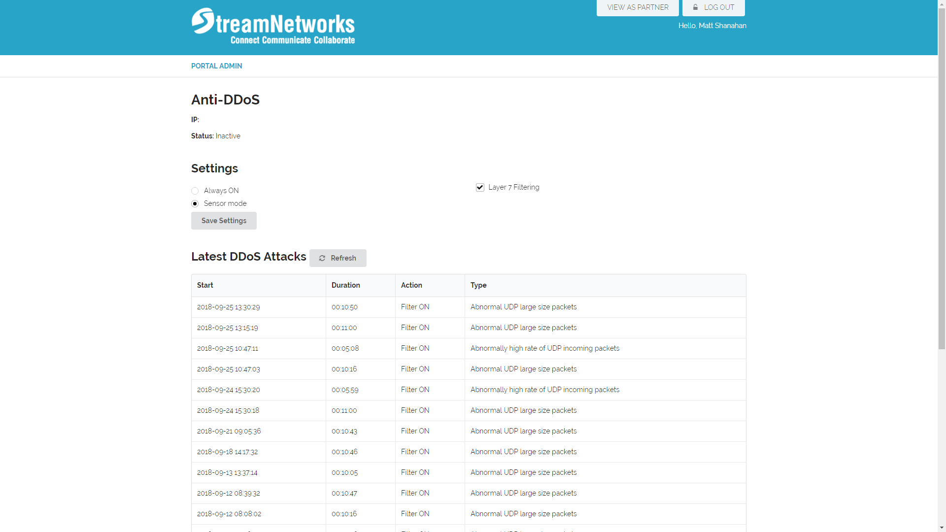 ddos filter example Stream Networks