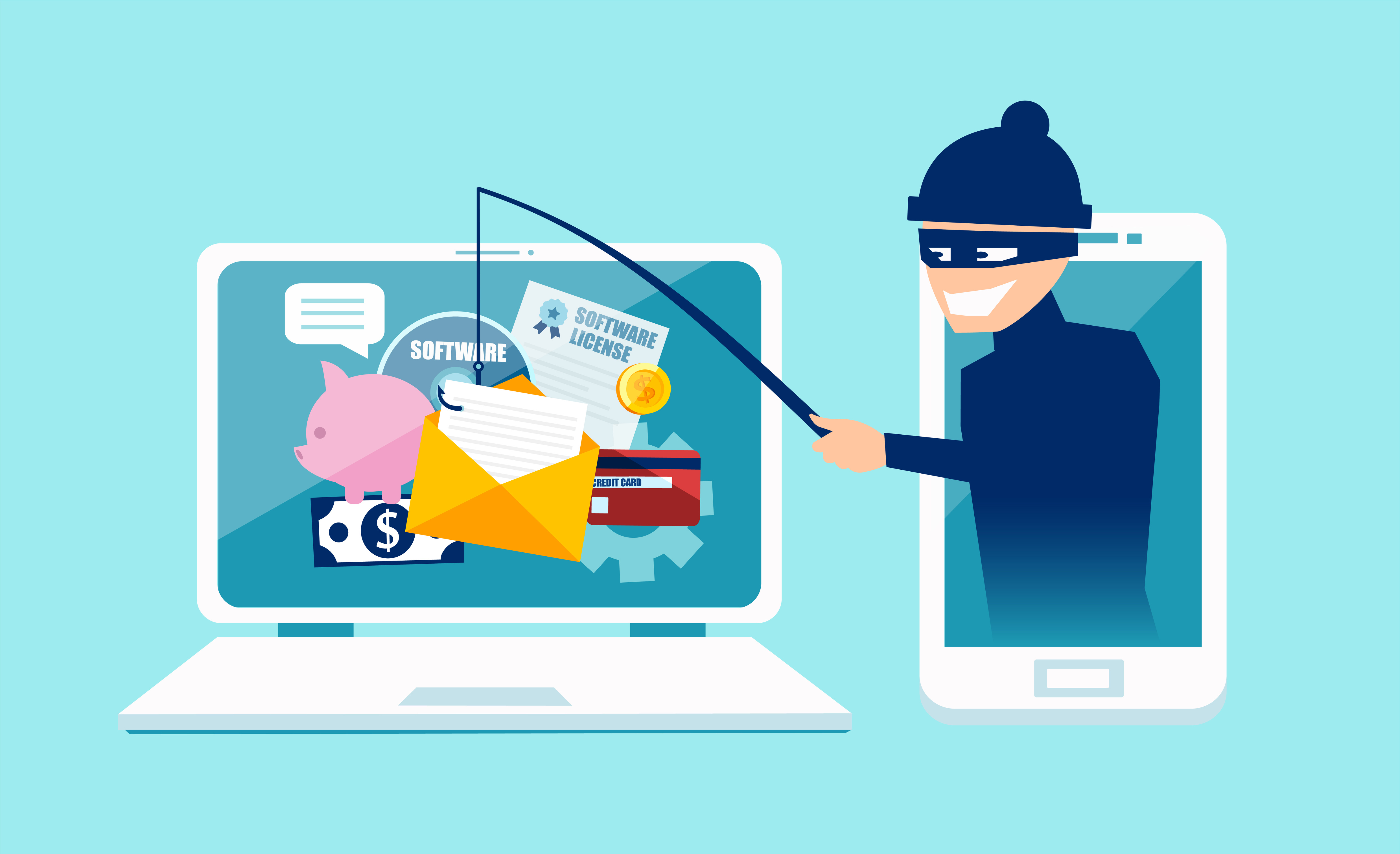 Vector concept of phishing scam, hacker attack and web security Free Phishing Test